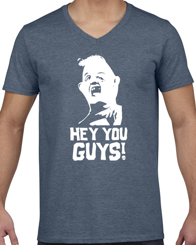 Hot Press Apparel Hey You Guys Goonies Movie Treasure Map Chunk Sloth Love Chunk Truffle Shuffle Men's Shirt Men's V-Neck Gift Present Halloween Costume Christmas Funny Humor Party College White Elephant