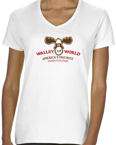 Walley World Family Fun Park Womens V Neck Shirt Griswold Family Vacation 80s Movie Costume Vintage Retro