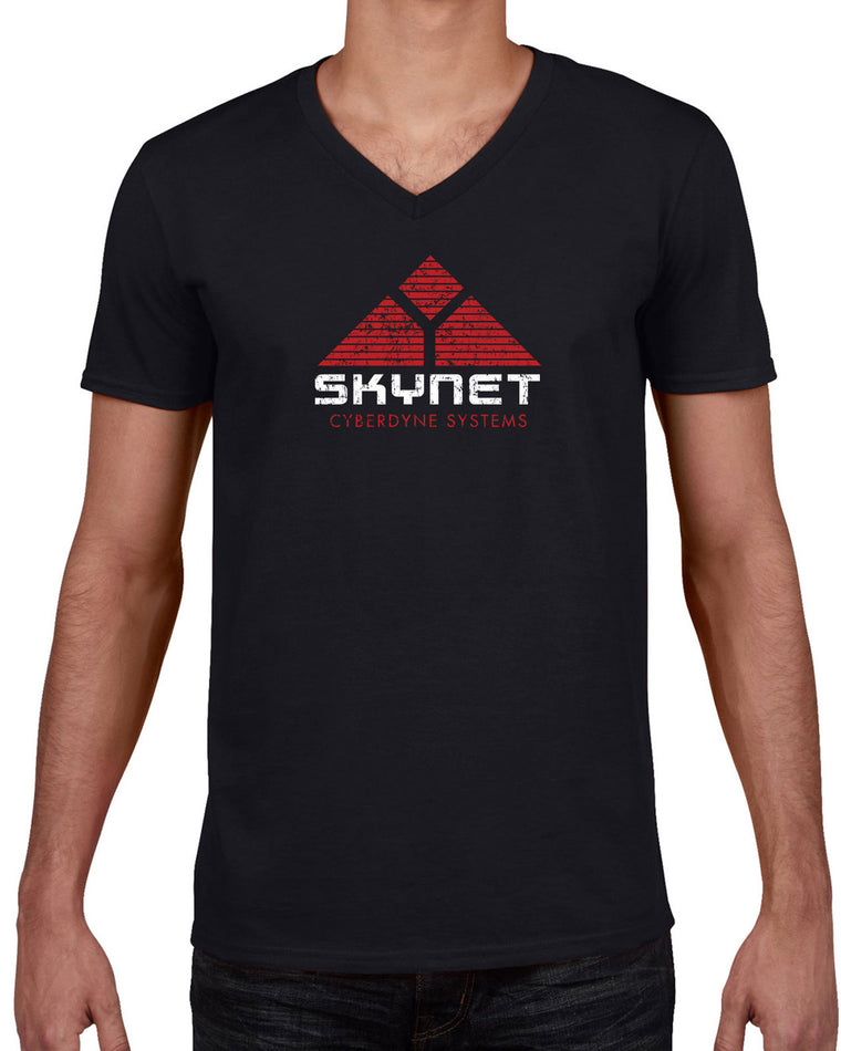 Men's Short Sleeve V-Neck T-Shirt - Skynet