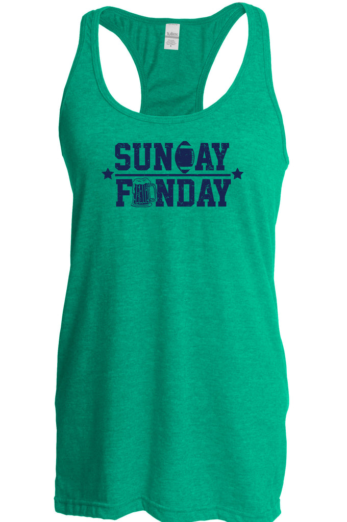 Sunday Funday Racer Back Tank Top Football Party Sports Touchdown College Vintage Retro