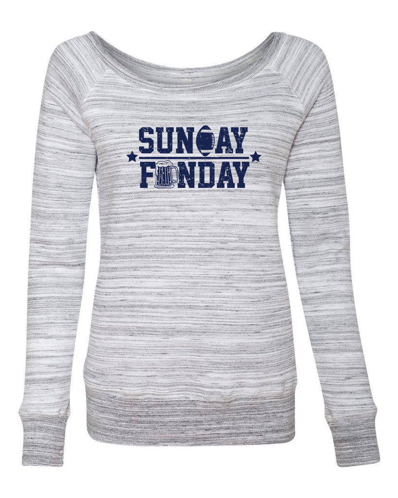 Sunday Funday Off The Shoulder Crew Sweatshirt Football Party Sports Touchdown College Vintage Retro