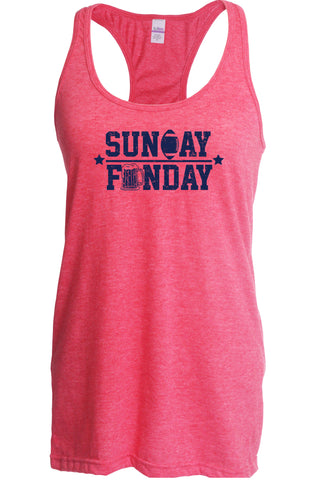 Sunday Funday Racer Back Tank Top Football Party Sports Touchdown College Vintage Retro