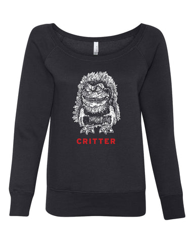 Critter Off The Shoulder Crew Sweatshirt Critters 80s movie scary horror film party vintage retro