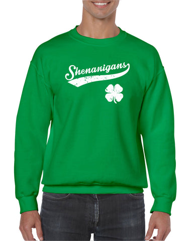Shenanigans Crew Sweatshirt leprechaun clover St. Patricks Day st. pattys day Irish Ireland ginger drunk drinking party college holiday