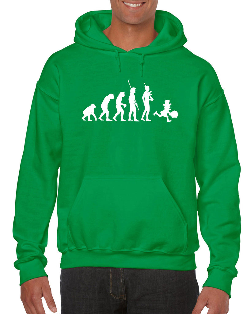 Leprechaun evolution Hoodie hooded sweatshirt clover St. Patricks Day st. pattys day Irish Ireland ginger drunk drinking party college holiday