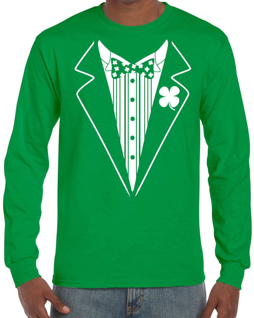 Irish Tuxedo long sleeve shirt leprechaun clover St. Patricks Day st. pattys day Irish Ireland ginger drunk drinking party college holiday