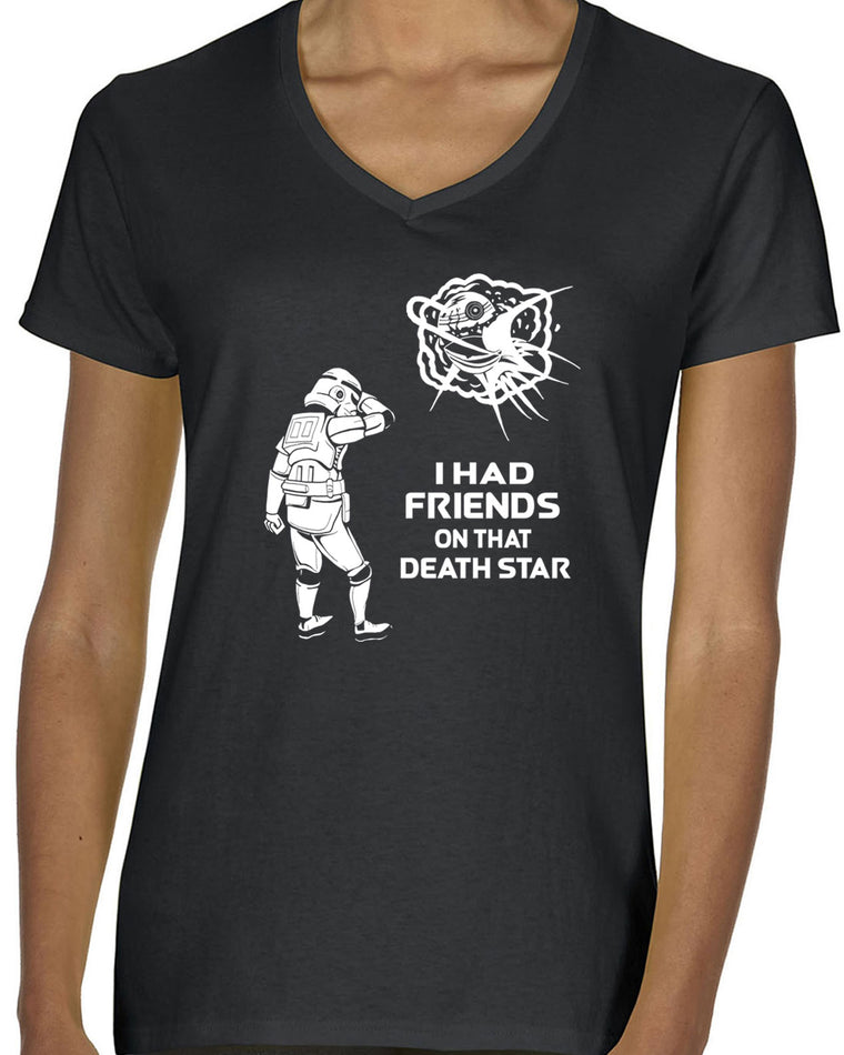 Women's Short Sleeve V-Neck T-Shirt - Friends on Death Star
