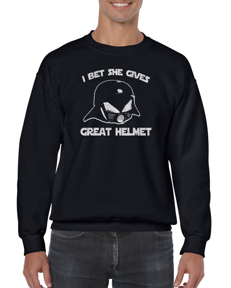 Unisex Crew Sweatshirt - I Bet She Gives Great Helmet