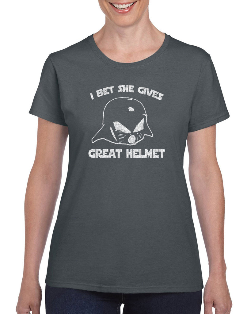 Hot Press Apparel I Bet She Gives Good Helmet Space Balls funny movie 80s sci fi Dark Helmet parody comedy 