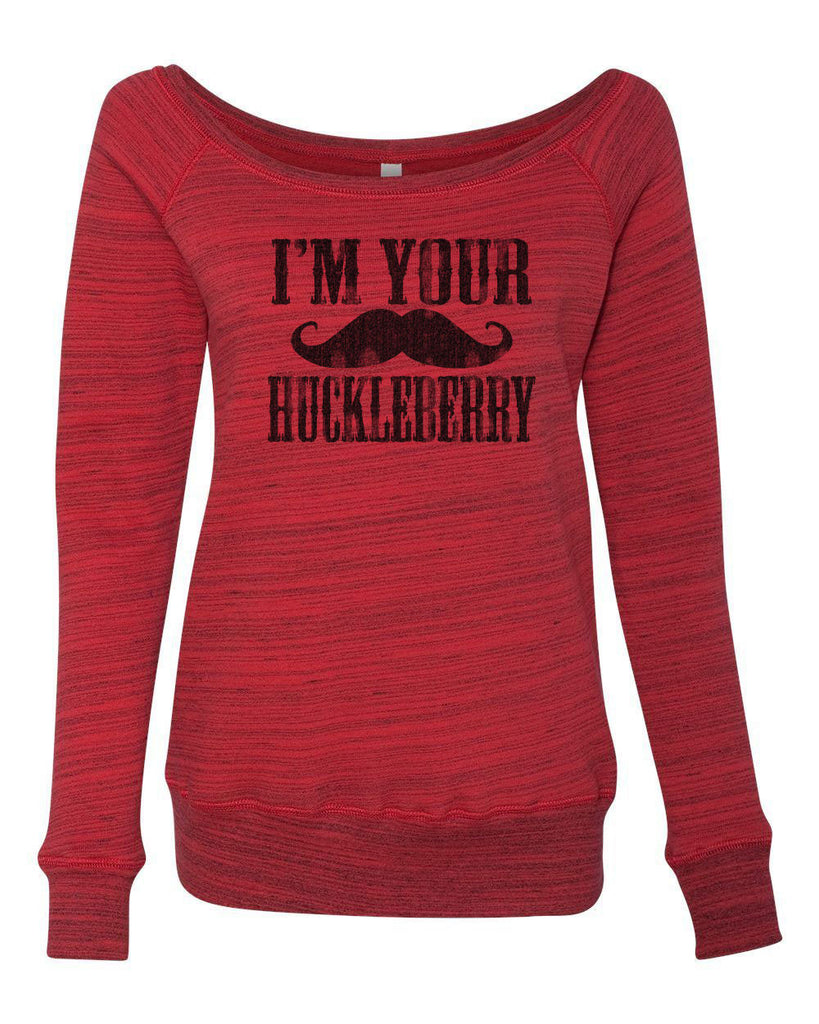 Hot Press Apparel Women's Off the Shoulder Sweatshirt Huckleberry Mustache Apparel Gift Present