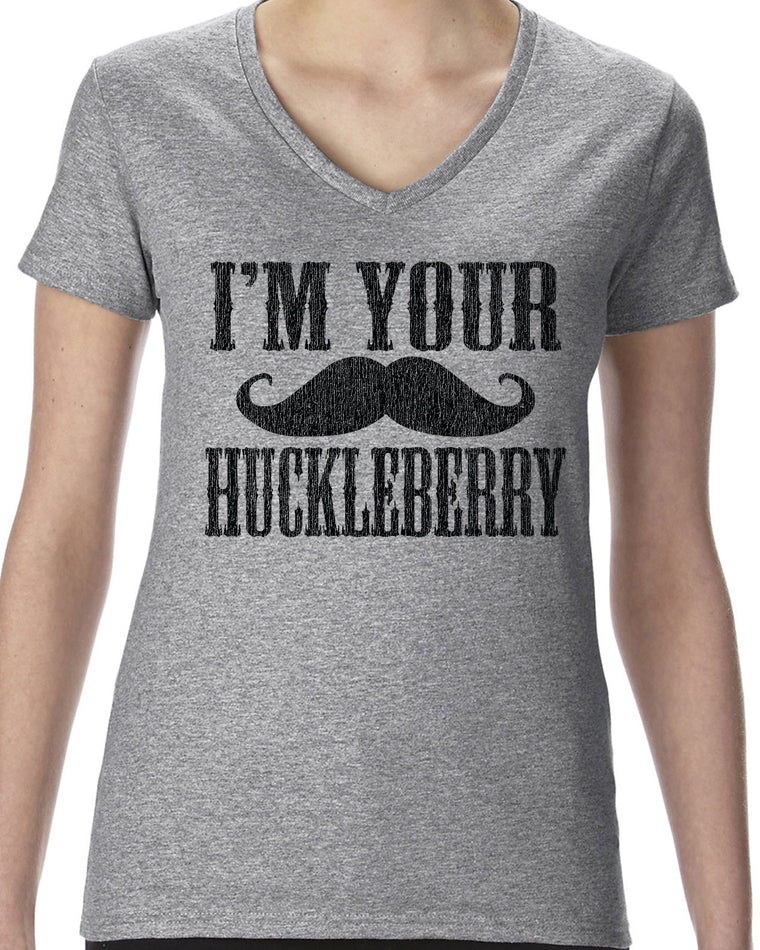 Women's V-Neck Short Sleeve T-Shirt - I'm Your Huckleberry