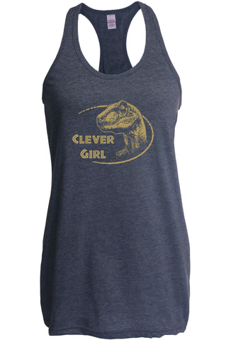 Women's Racer Back Tank Top - Clever Girl Dinosaur Raptor Racer Back Tank Top Movie Funny Present Gift Cool