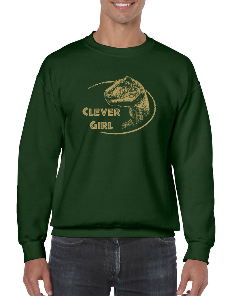 Unisex Crew Sweatshirt - Clever Girl Dinosaur Raptor Jurassic Horror Funny Clothing Movie Sweatshirt 90s Vintage Pop Culture Funny Present Gift Hot Press Apparel