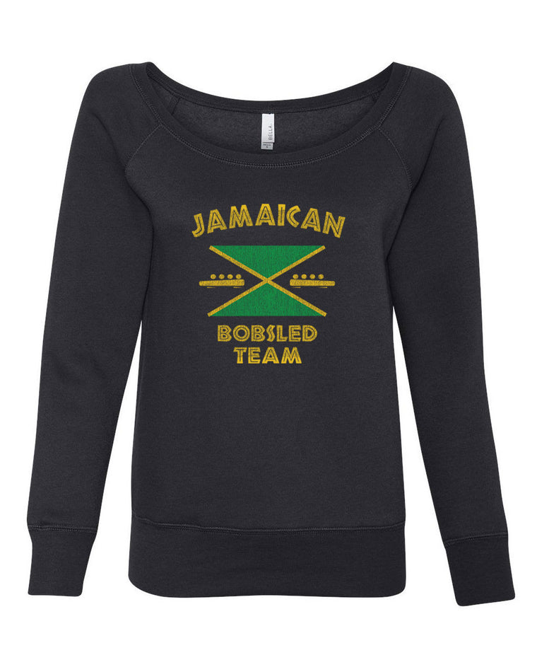 Women's Long Sleeve Off the Shoulder Sweatshirt - Jamaican Bobsled Team