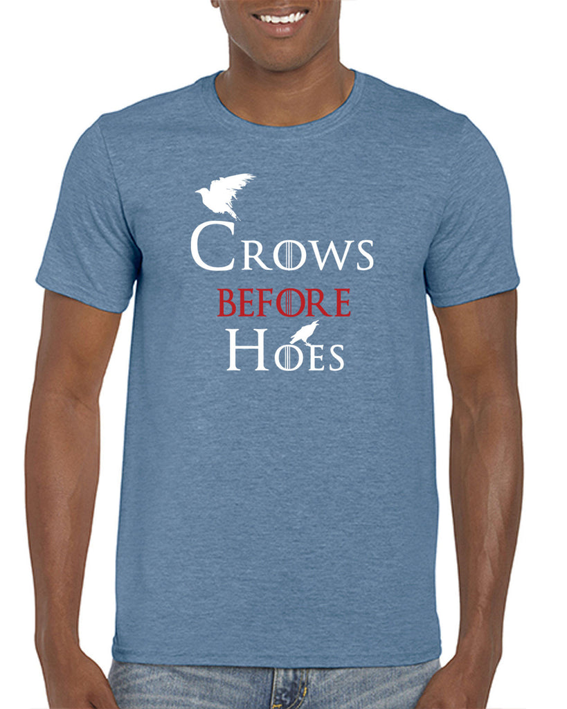 Hot Press Apparel Mens Crows Before Hoes Mens T-shirt GOT Game Thrones TV Show Gift Present