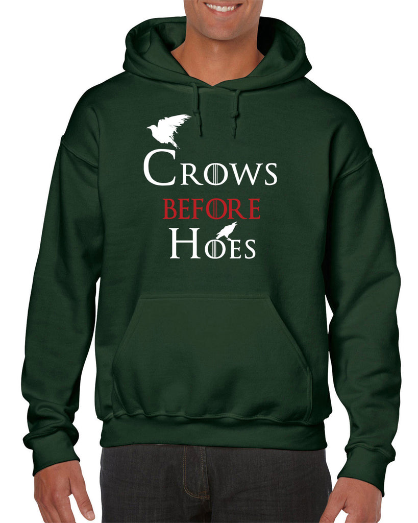 Hot Press Apparel Crows Before Hoes Mens Hoodie GOT Game Thrones TV Show The Wall Nights Watch Gift Present