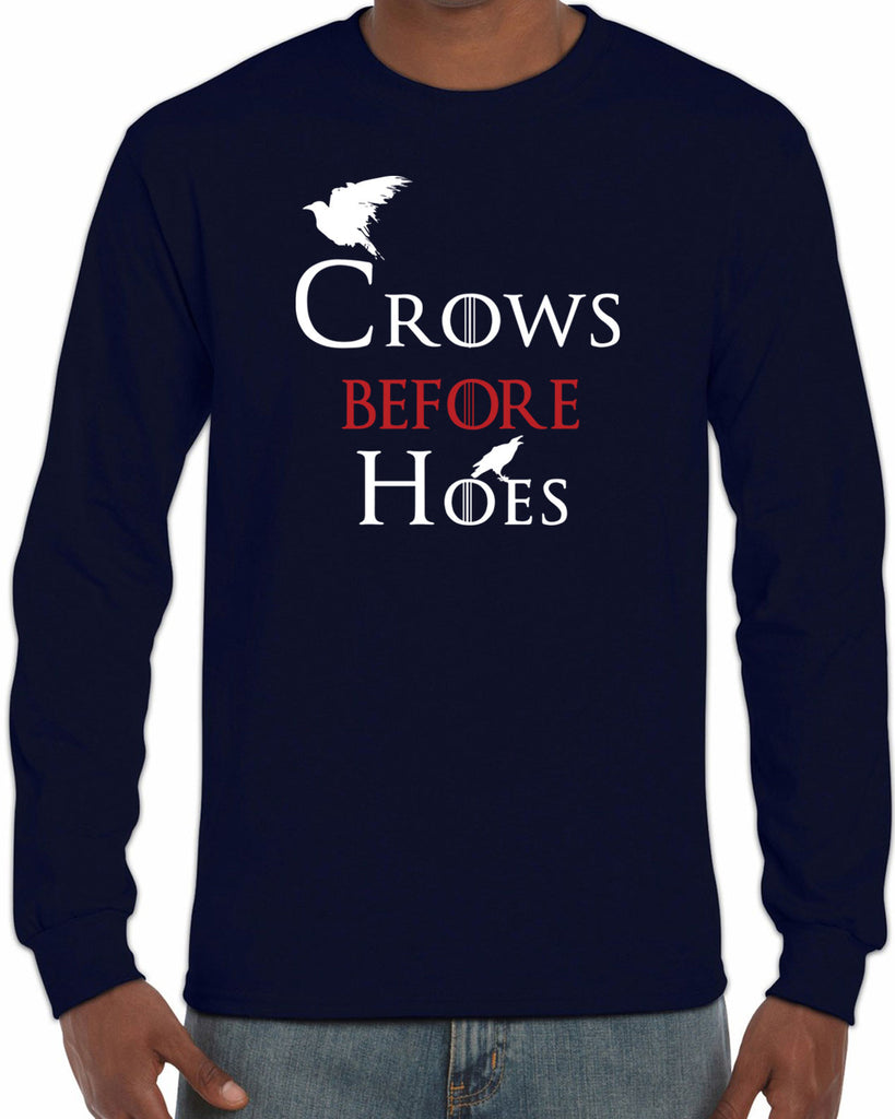 Hot Press Apparel Mens Crows Before Hoes Long Sleeve Shirt
