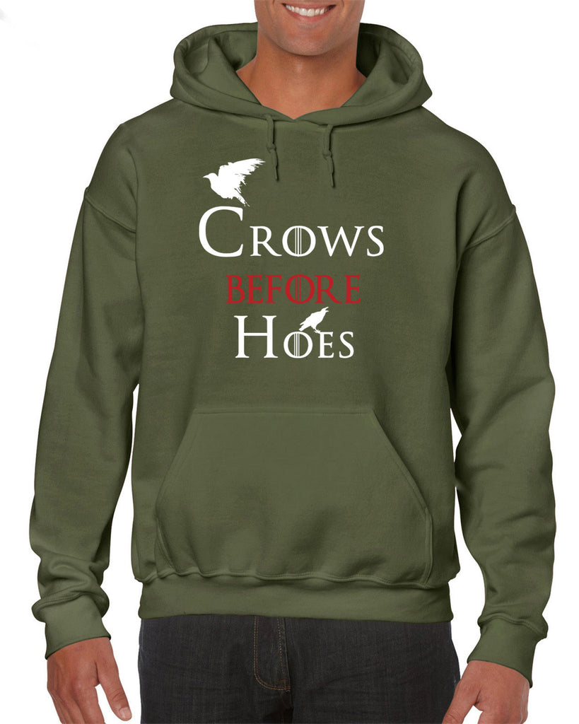 Hot Press Apparel Crows Before Hoes Mens Hoodie GOT Game Thrones TV Show The Wall Nights Watch Gift Present