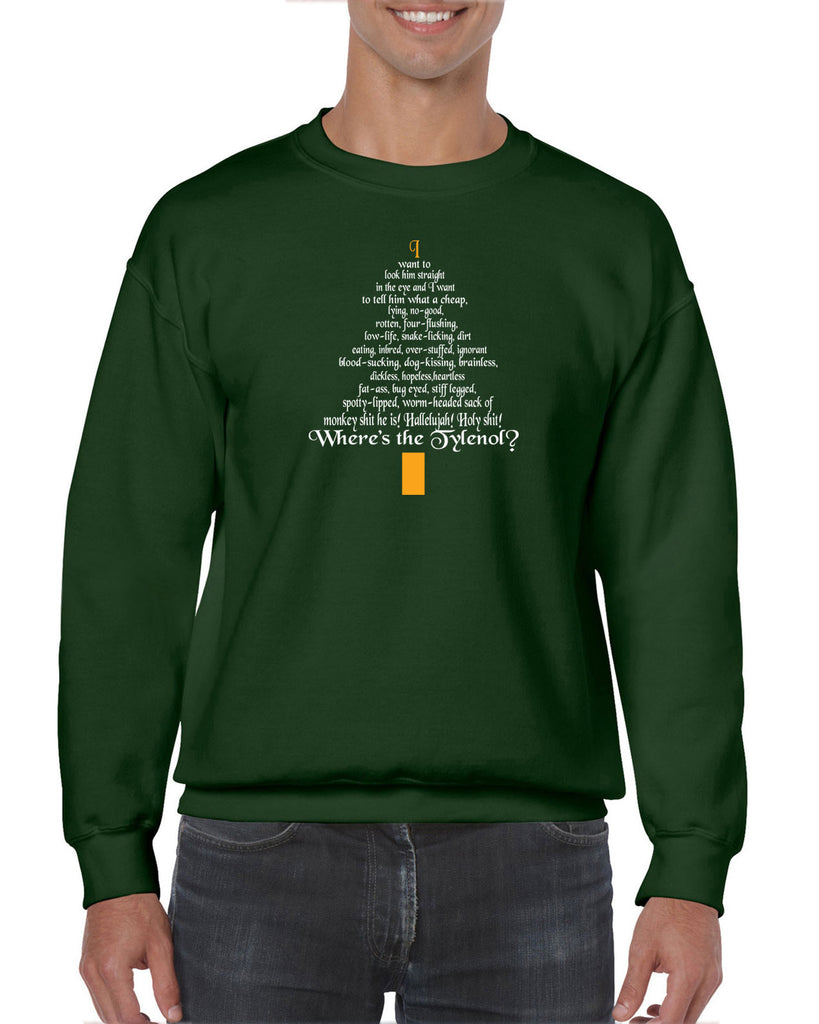 Unisex Crew Sweatshirt - Clark Rant - Funny Ugly Christmas Sweater Holiday Griswold Vacation Movie Gift Present All Sizes/Colors Christmas Tree Party Green
