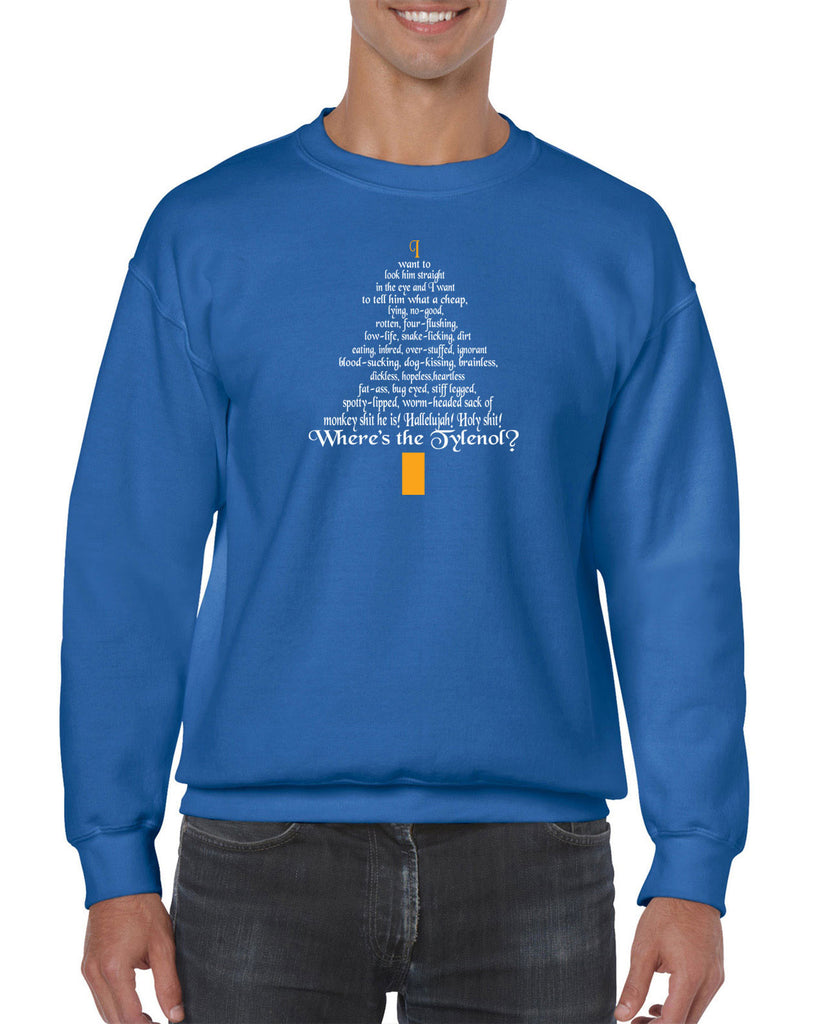 Unisex Crew Sweatshirt - Clark Rant - Funny Ugly Christmas Sweater Holiday Griswold Vacation Movie Gift Present All Sizes/Colors Christmas Tree Party Blue