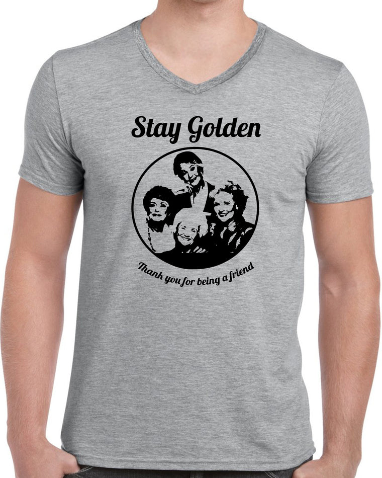 Men's Short Sleeve V-Neck T-Shirt - Stay Golden