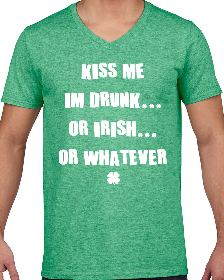 Men's Short Sleeve V-Neck T-Shirt - Kiss Me Irish, Drunk or Whatever