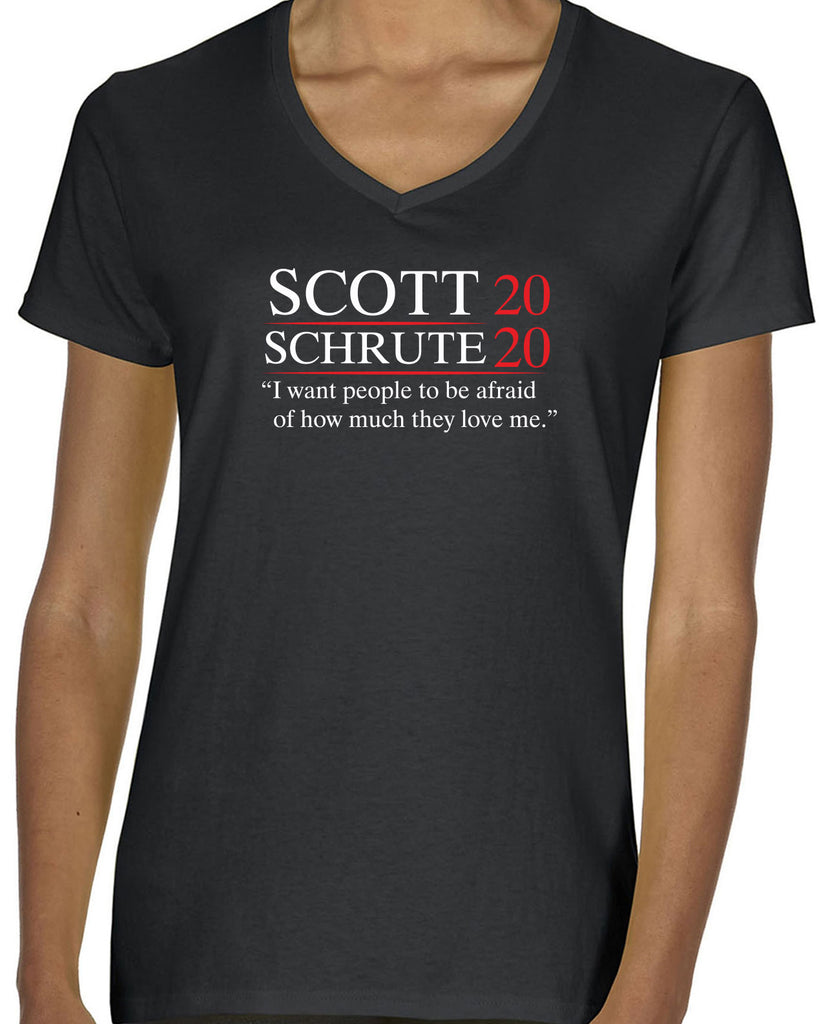 Scott Schrute 2020 Womens V-neck Shirt funny the office michael dwight campaign election president tv show