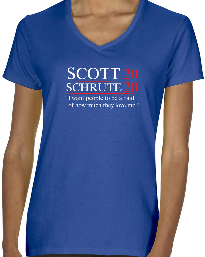 Scott Schrute 2020 Womens V-neck Shirt funny the office michael dwight campaign election president tv show