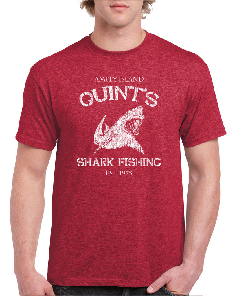 Hot Press Apparel Mens T-Shirt comfy Quint's Shark fishing great white Jaws 70s movie scary Amity Island costume