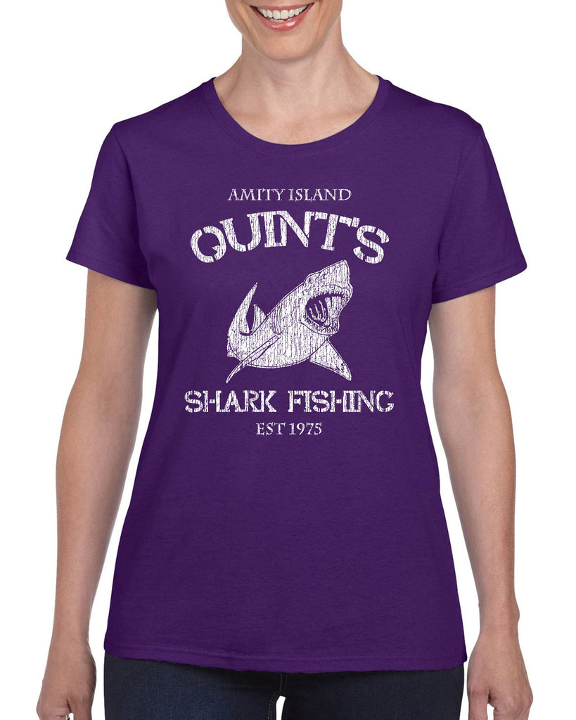 Hot Press Apparel Women's Short Sleeve Shirt comfy Quint's Shark fishing great white Jaws 70s movie scary Amity Island costume
