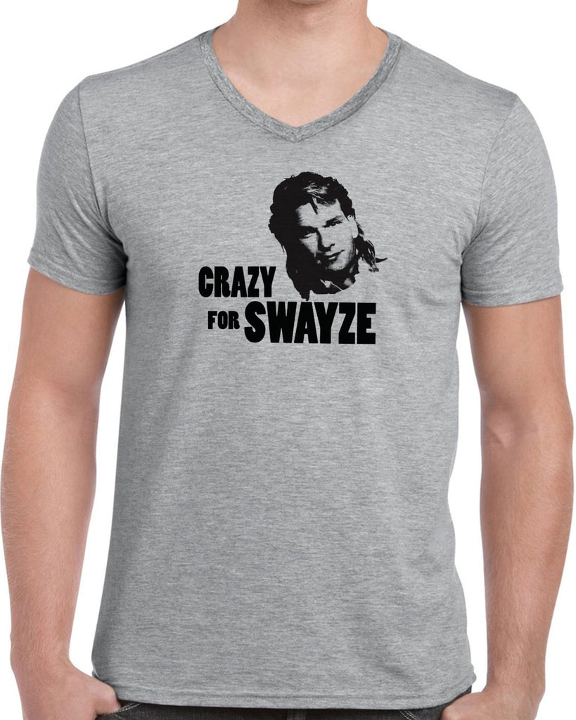 Crazy for Swayze Mens V-neck T-shirt funny actor 80s movie icon patrick swayze