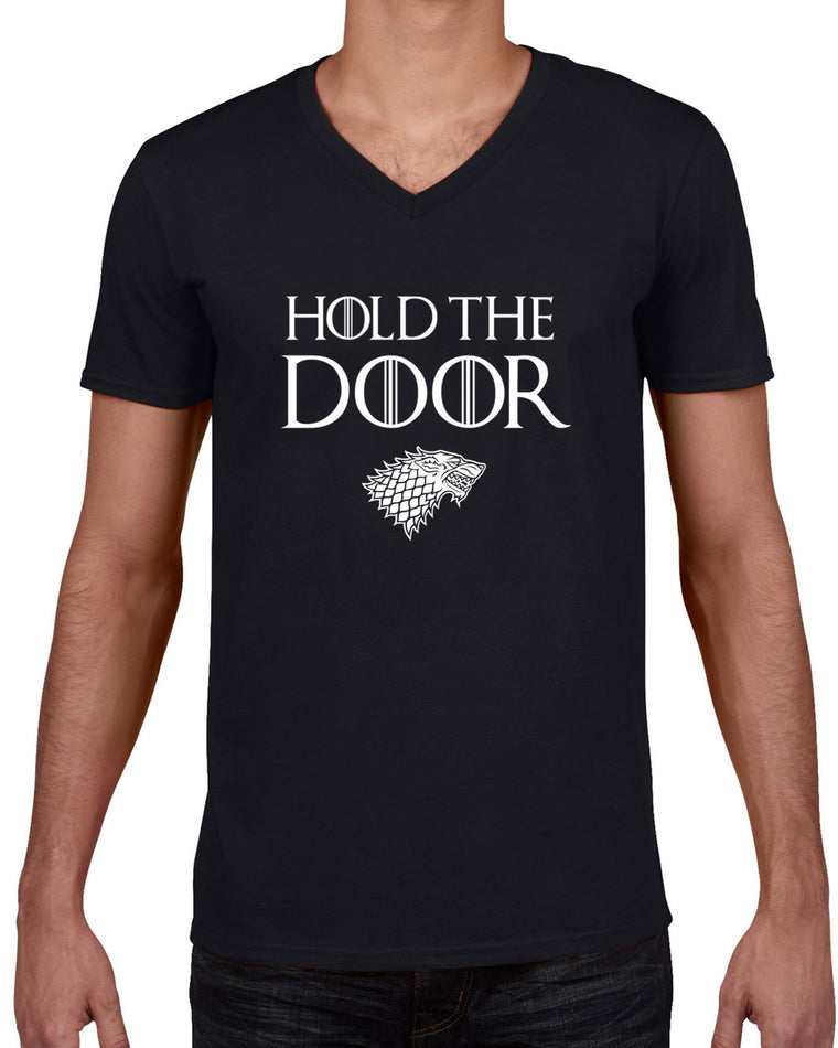 Men's Short Sleeve V-Neck T-Shirt - Hold the Door