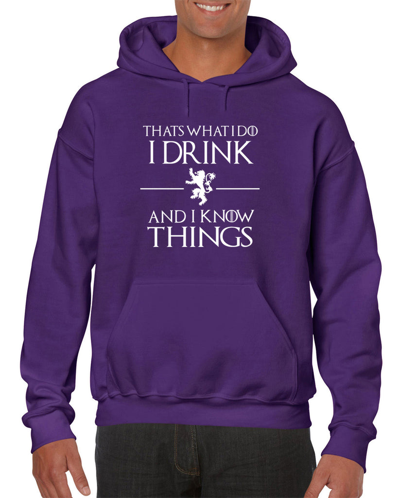 I Drink and I know Things Hoodie Hooded Sweatshirt funny Tyrion Lannister quote Game of Thrones Kings Landing Westeros tv show