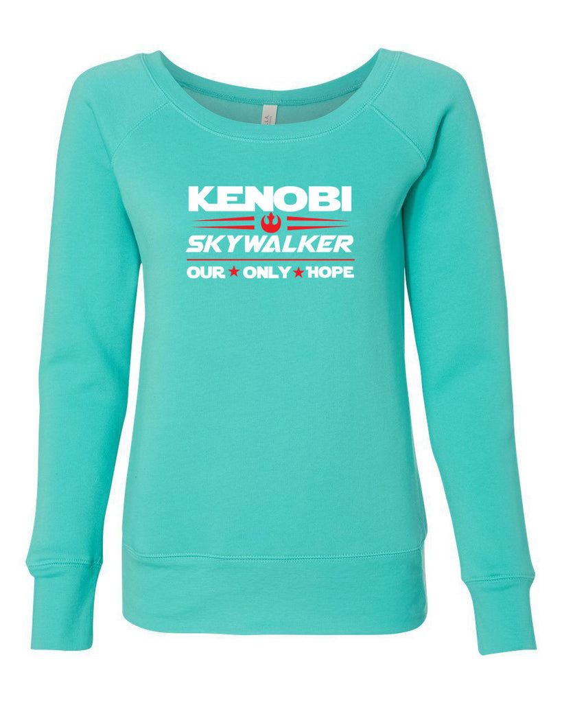 Kenobi Skywalker 2020 Womens Off the Shoulder Crew Sweatshirt luke obi wan star wars president campaign election only hope jedi 80s movie