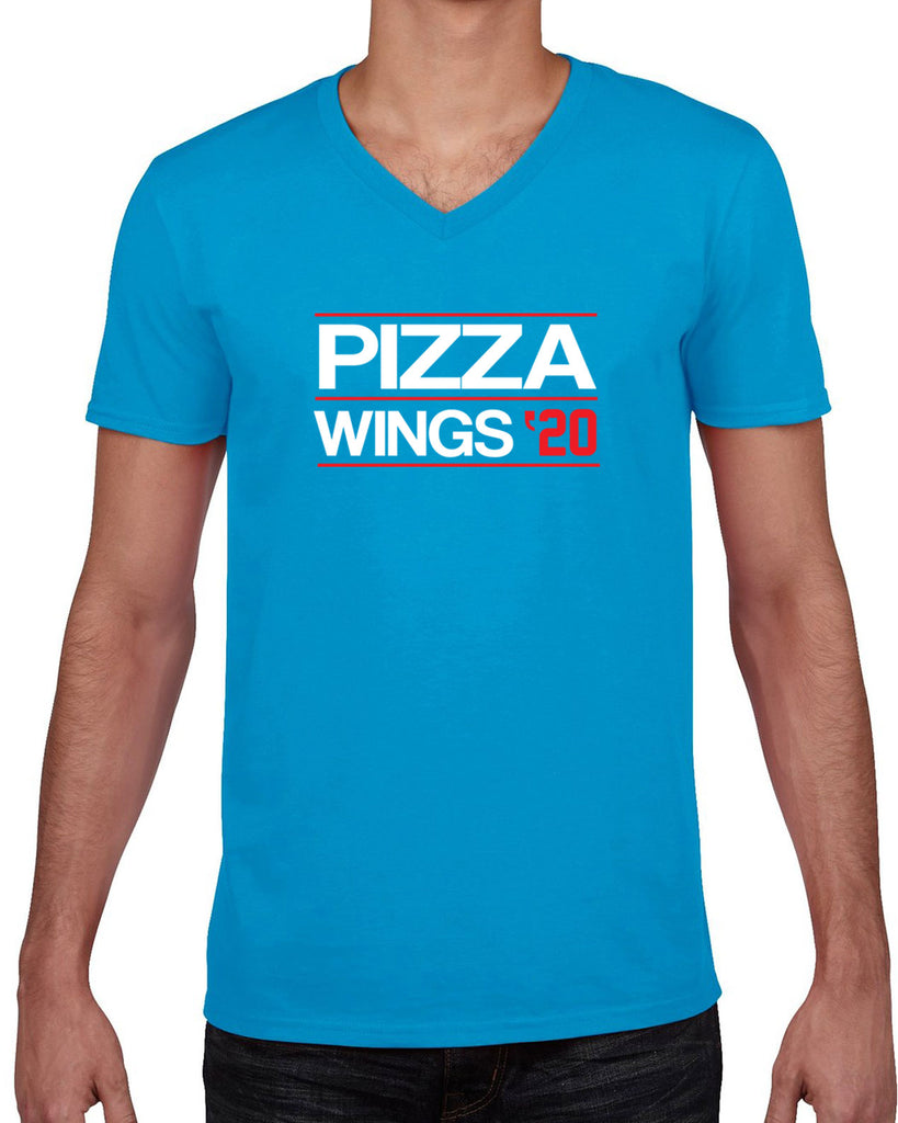 Pizza Wings 2020 Mens V-neck Shirt food snacks sports party election campaign president