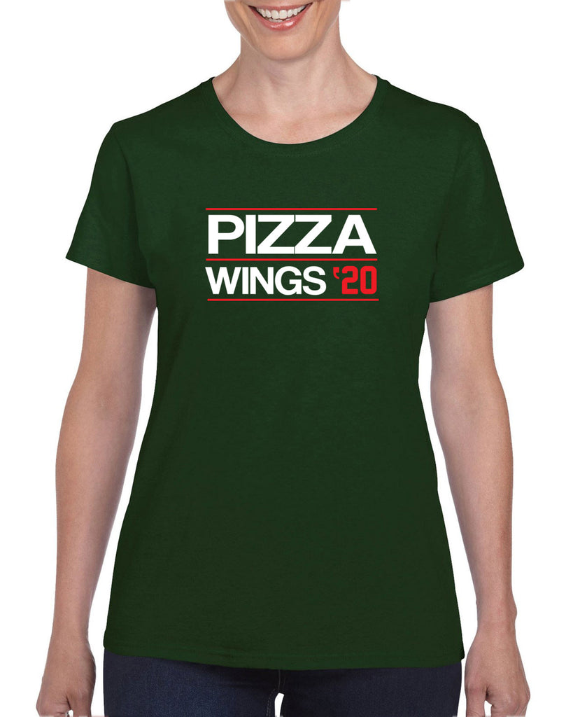Pizza Wings 2020 Womens T-shirt food snacks sports party election campaign president