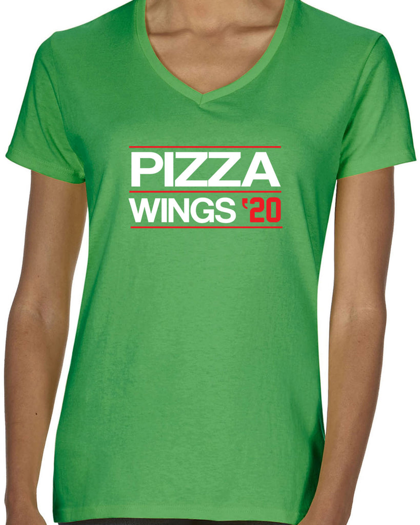Pizza Wings 2020 Womens V-neck Shirt food snacks sports party election campaign president