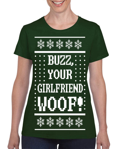 Hot Press Apparel Women's Shirt Ugly Christmas Sweater Home Buzz Gift Present Alone Kevin Buzz Ladies Tee 90s Movie Holiday 