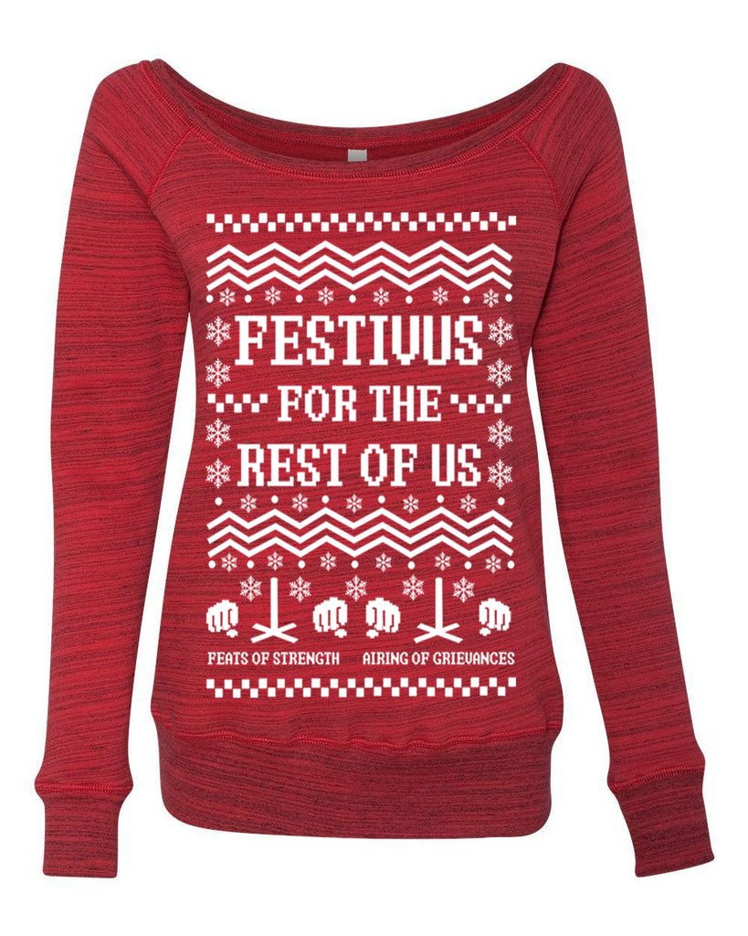 Hot Press Apparel Festivus for the Rest of Us Ugly Christmas Sweater Seinfeld Holiday Party Gift Present Ladies Clothing