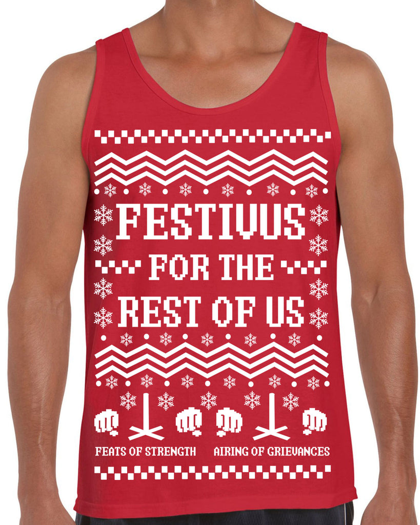 Hot Press Apparel Festivus For the Rest of Us Tank Top Ugly Christmas Sweater Seinfeld TV Show Holiday Party