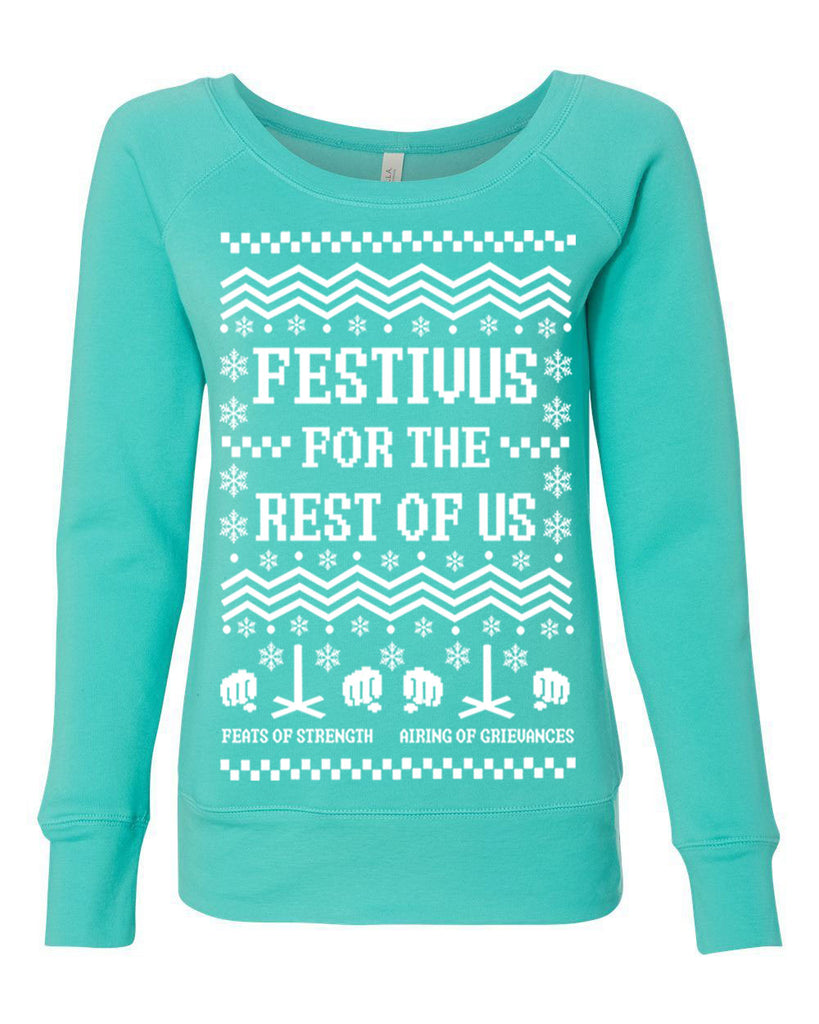 Hot Press Apparel Festivus for the Rest of Us Ugly Christmas Sweater Seinfeld Holiday Party Gift Present Ladies Clothing