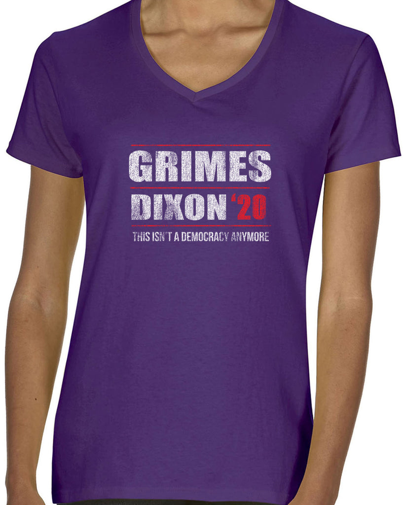 Grimes Dixon 2020 Womens V-neck Shirt scary horror zombie walking tv show dead walker daryl rick president campaign