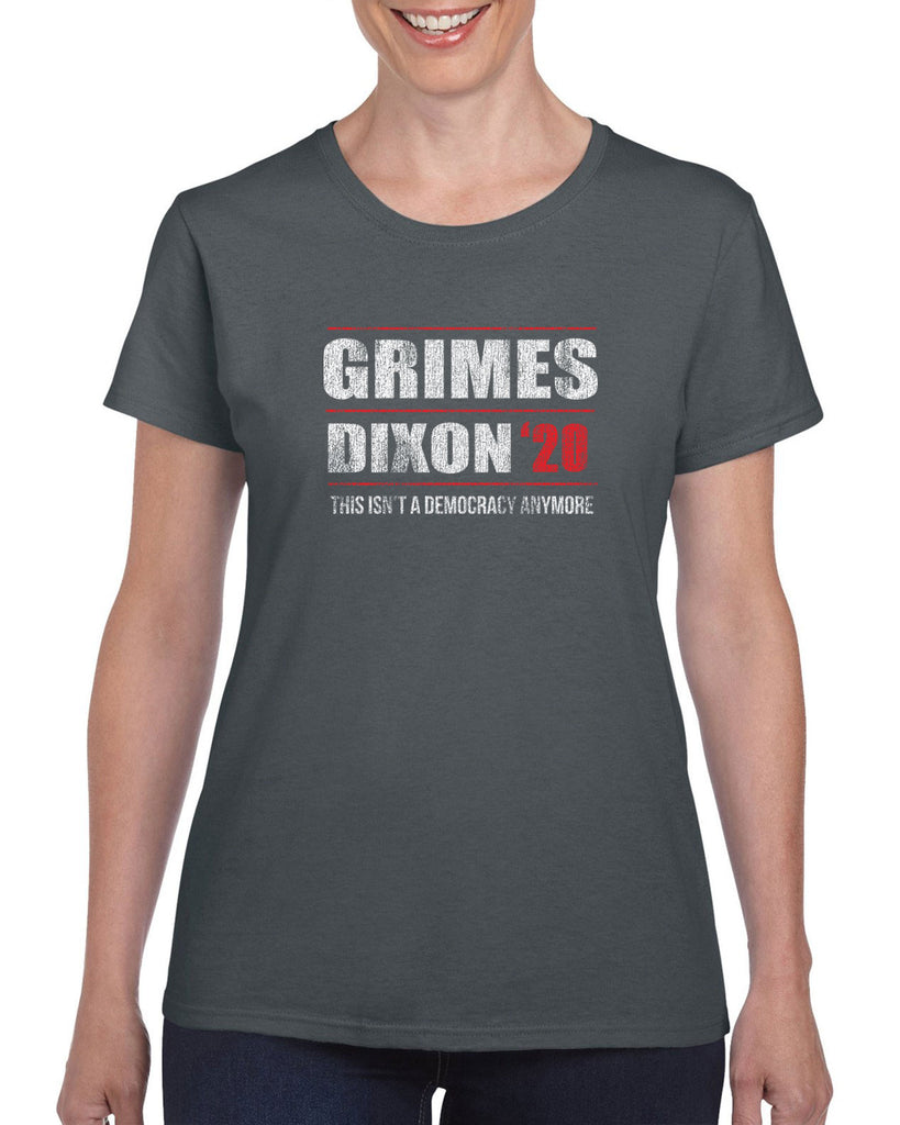 Grimes Dixon 2020 Womens T-Shirt scary horror zombie walking tv show dead walker daryl rick president campaign