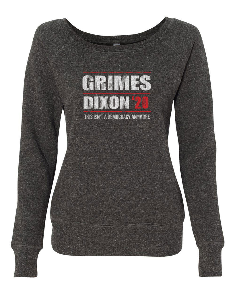 Grimes Dixon 2020 Off the Shoulder Crew Sweatshirt scary horror zombie walking tv show dead walker daryl rick president campaign