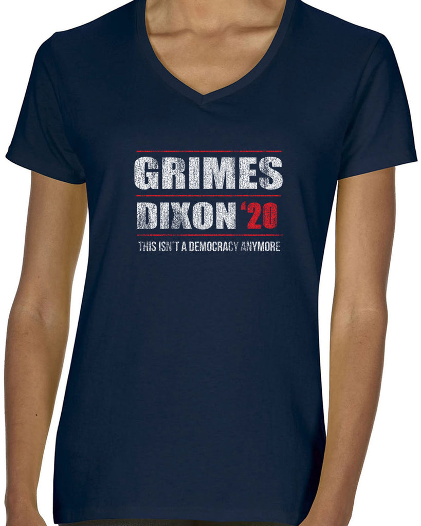 Grimes Dixon 2020 Womens V-neck Shirt scary horror zombie walking tv show dead walker daryl rick president campaign