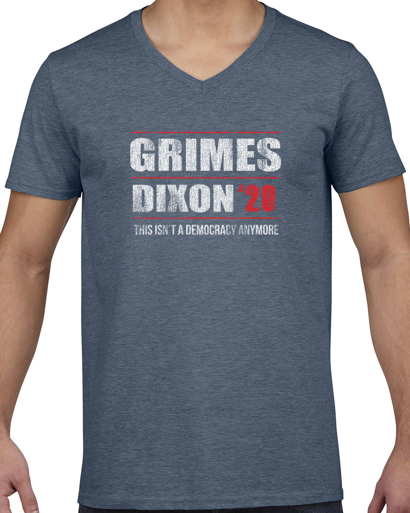 Grimes Dixon 2020 Mens V-neck Shirt scary horror zombie walking tv show dead walker daryl rick president campaign