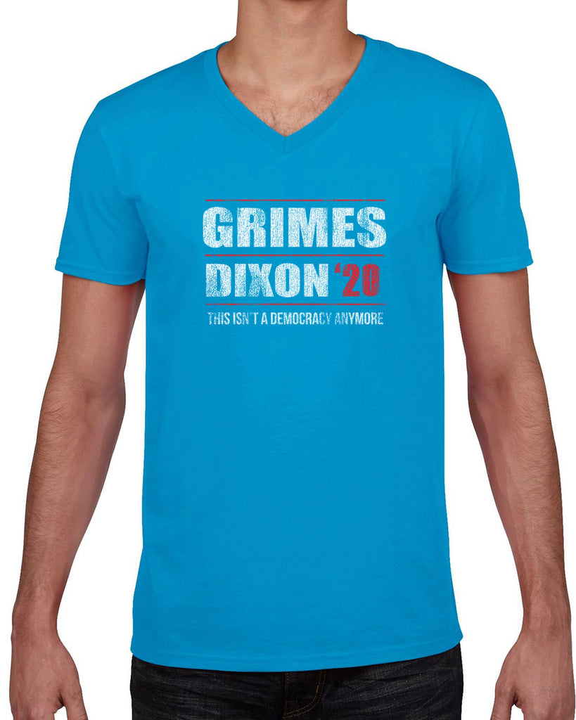 Grimes Dixon 2020 Mens V-neck Shirt scary horror zombie walking tv show dead walker daryl rick president campaign