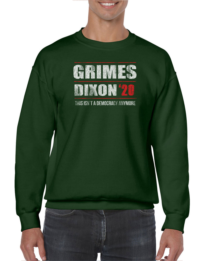 Grimes Dixon 2020 Crew Sweatshirt scary horror zombie walking tv show dead walker daryl rick president campaign