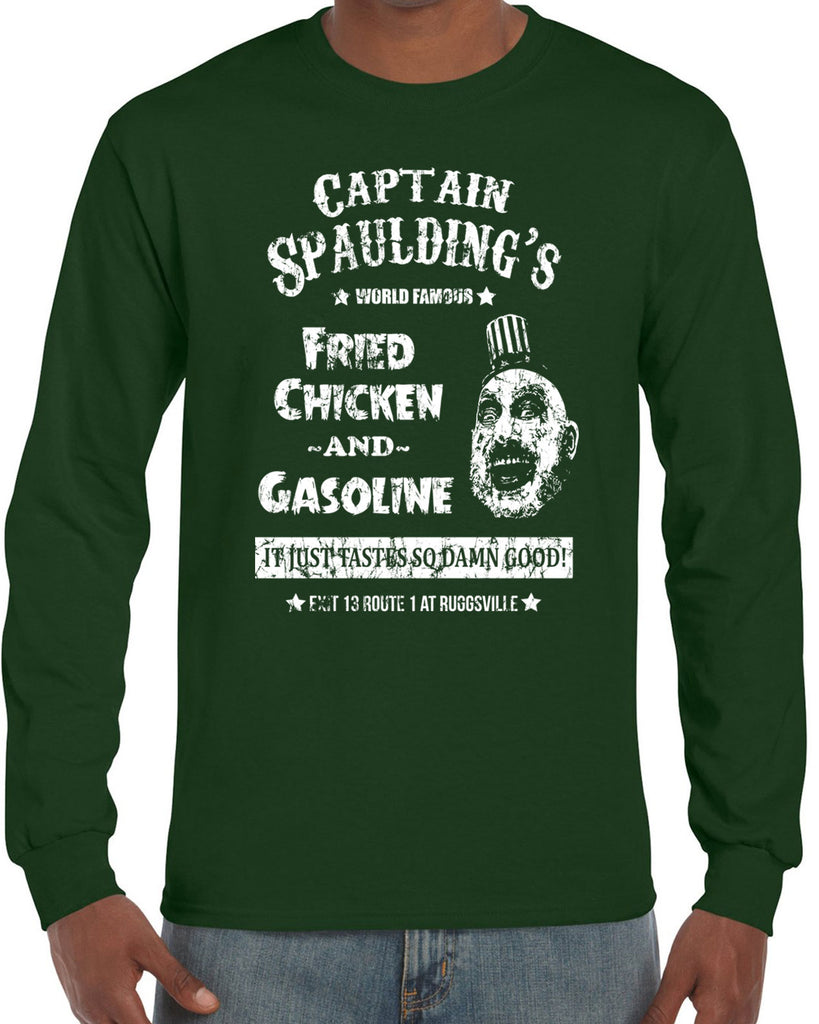 Hot Press Apparel Men's Shirt Long Sleeve Captain Spaulding Movie Fried Chicken Creepy Clown Costume Halloween Gift Present Sale Cult Classic