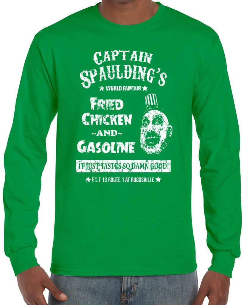 Hot Press Apparel Men's Shirt Long Sleeve Captain Spaulding Movie Fried Chicken Creepy Clown Costume Halloween Gift Present Sale Cult Classic